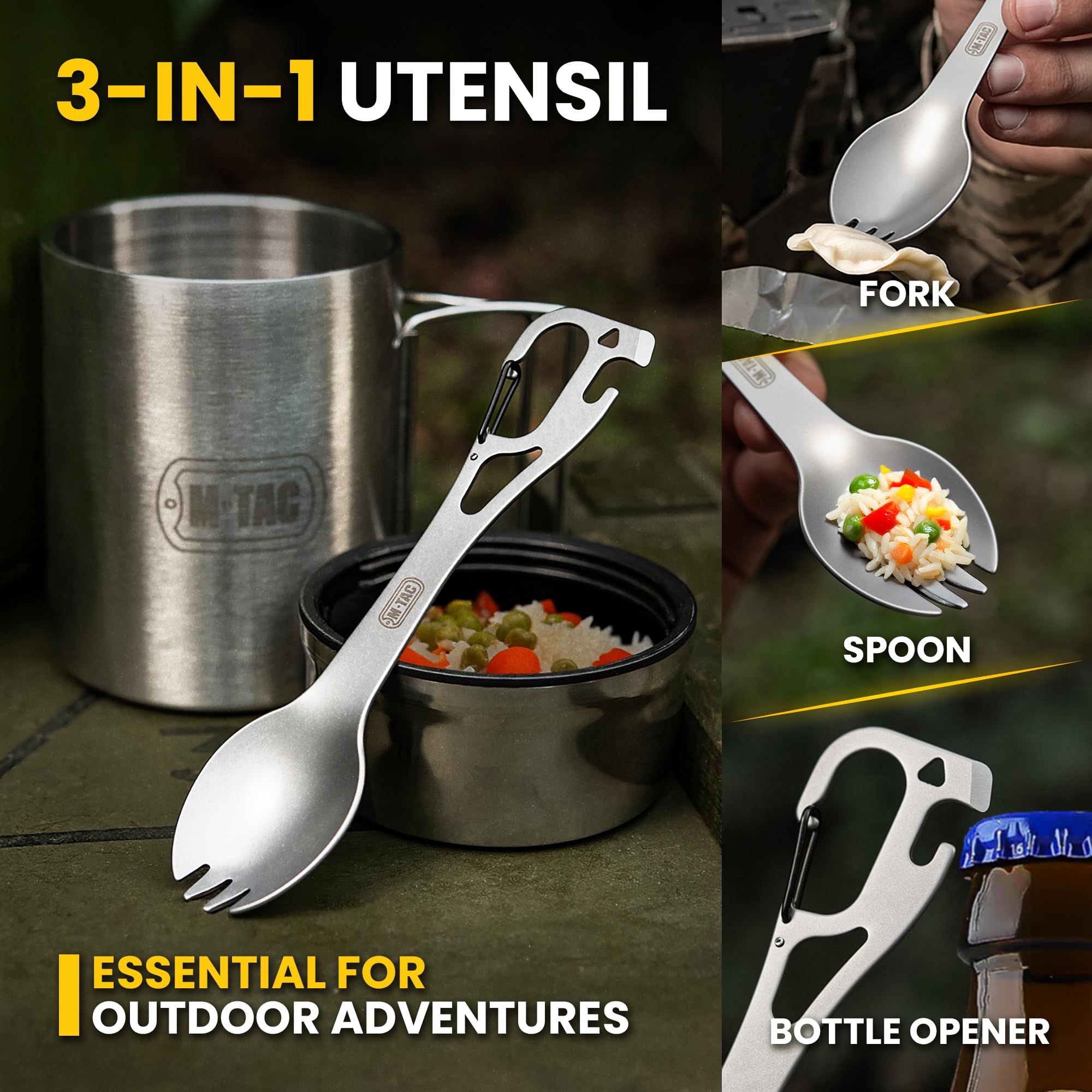Amazon.com : M-Tac 3-in-1 Camping Spork – Military Flatware Set